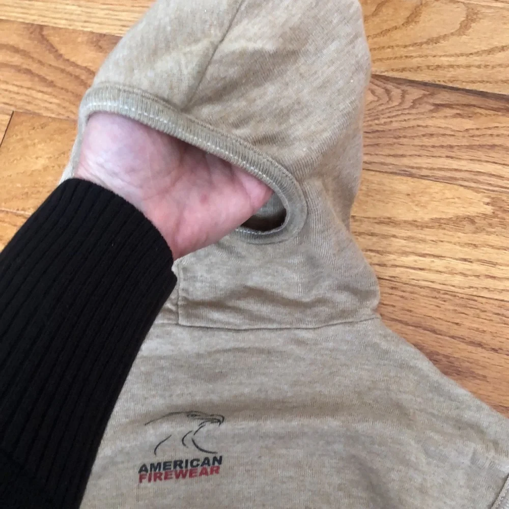 3 winter head covers/masks. One tan and 2 black.